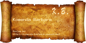 Komenda Barbara névjegykártya